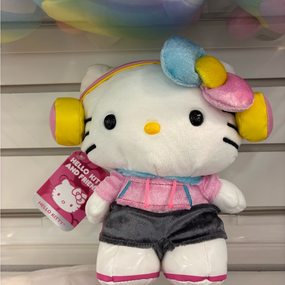 Hello Kitty Plush with Pink, Yellow, and Blue Details